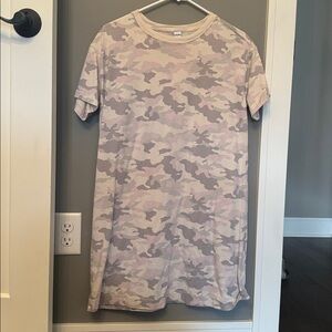 Old Navy Camouflage Tee Dress - Cream, Pink, Gray